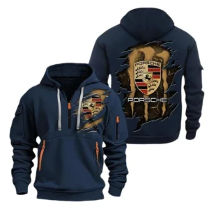 Porsche Hoodie Half Zipper CAR0217092099, All Over Print Hoodie Half Zipper