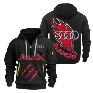 Audi Hoodie Half Zipper CAR1371092024, All Over Print Hoodie Half Zipper