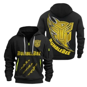 Bumblebee Hoodie Half Zipper CAR1371092048, All Over Print Hoodie Half Zipper
