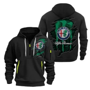Alfa Romeo Hoodie Half Zipper CAR8010152080, All Over Print Hoodie Half Zipper