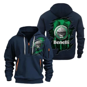 Benelli Hoodie Half Zipper CAR8128092042, All Over Print Hoodie Half Zipper