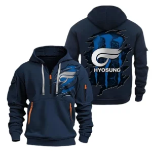 Hyosung Hoodie Half Zipper CAR8128092055, All Over Print Hoodie Half Zipper