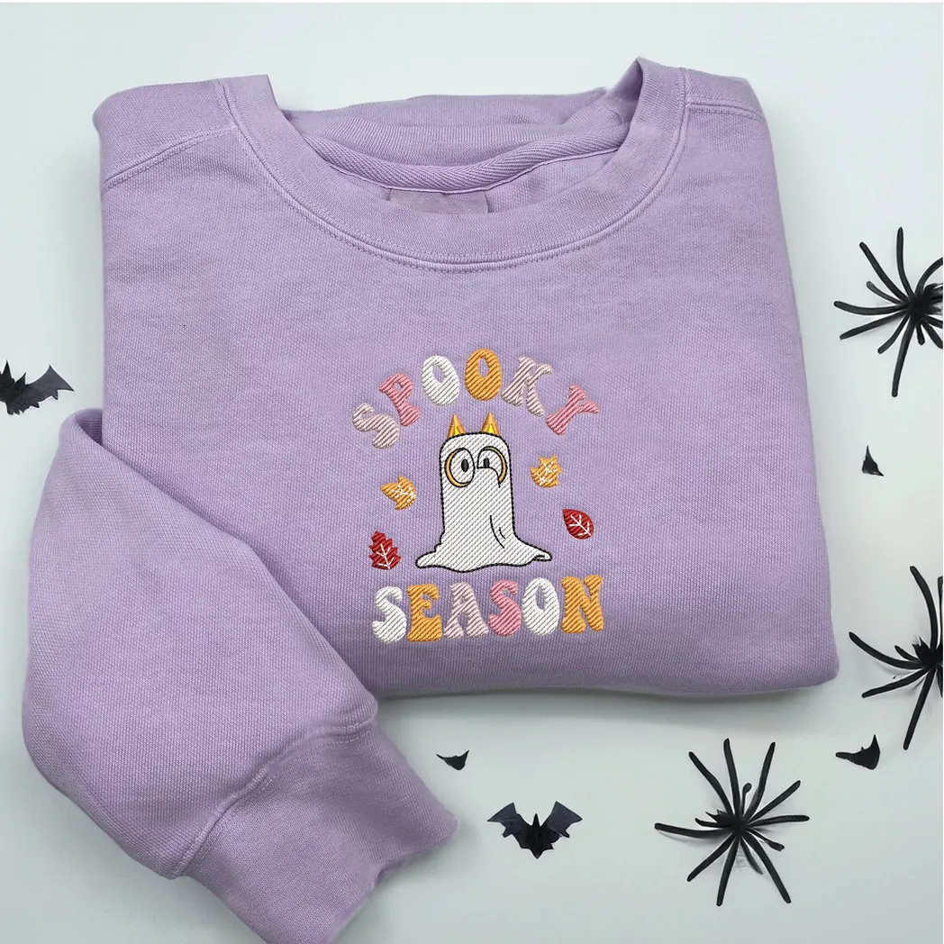 Bluey Family Cartoon Halloween Embroidered Sweatshirt Fashion Style