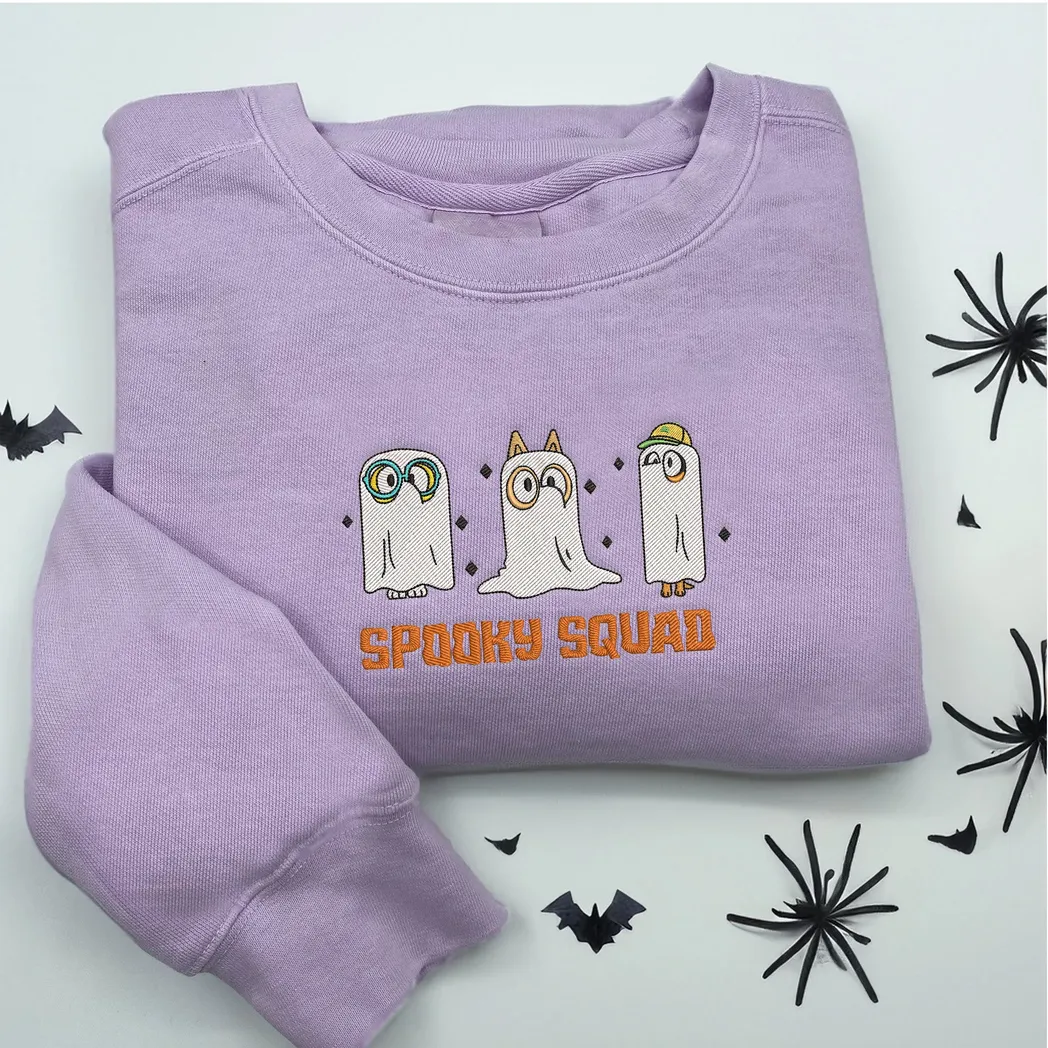 Bluey Family Cartoon Halloween Embroidered Sweatshirt Fashion Style