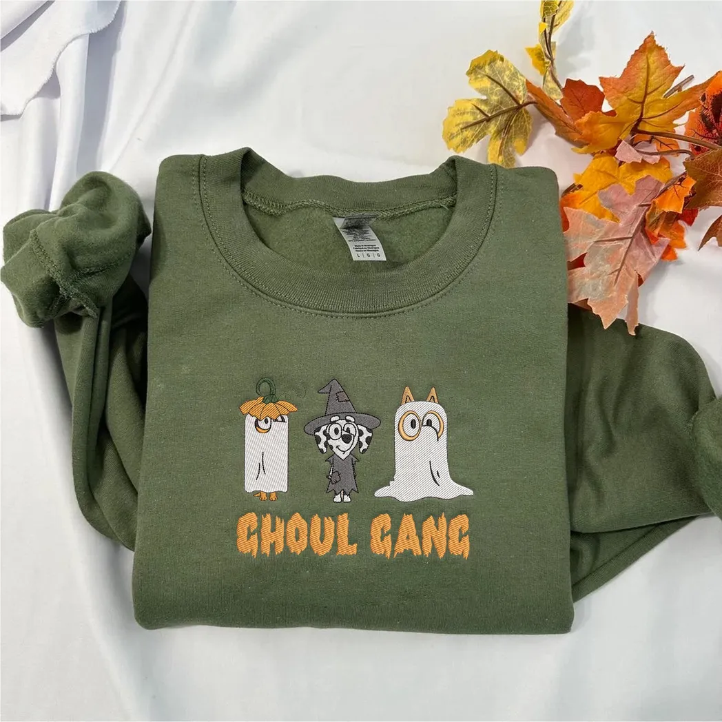 Bluey Family Cartoon Halloween Embroidered Sweatshirt Fashion Style