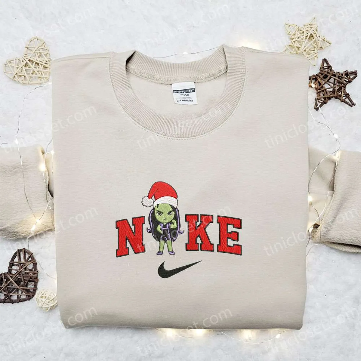 Chibi Jennifer Walters x Nike Christmas Embroidered Sweatshirt, Marvel Characters Movie Merry Christmas Embroidered Shirt, Best Christmas Day Gift Ideas
