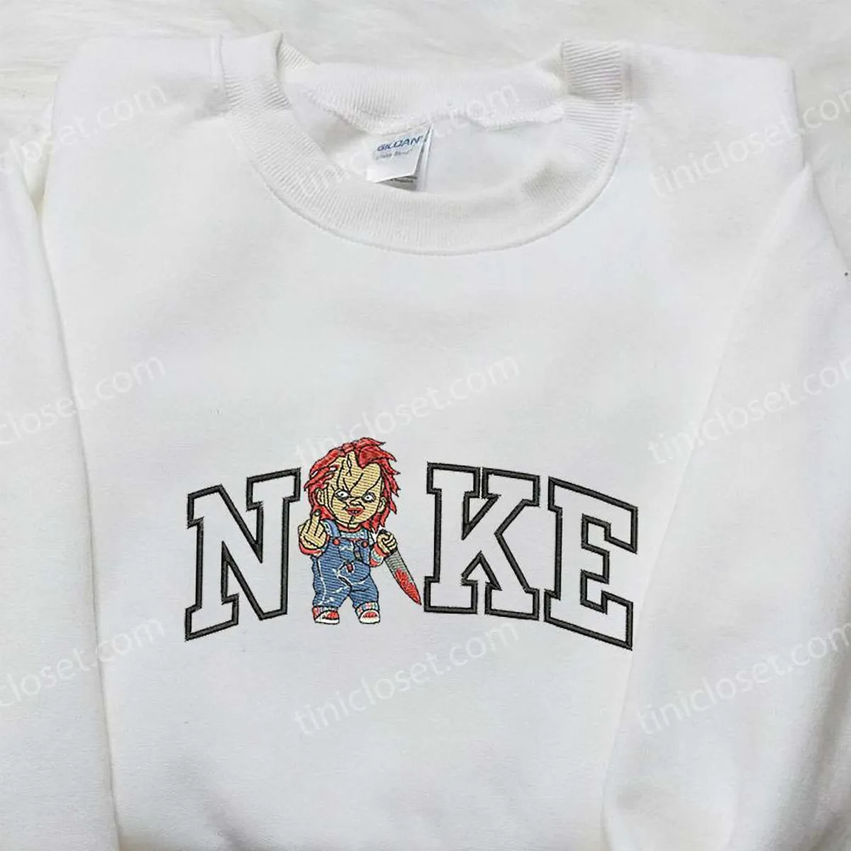 Chucky Fuck x Nike Embroidered Shirt, Child? Play Embroidered Shirt, Custom Nike Embroidered Shirt