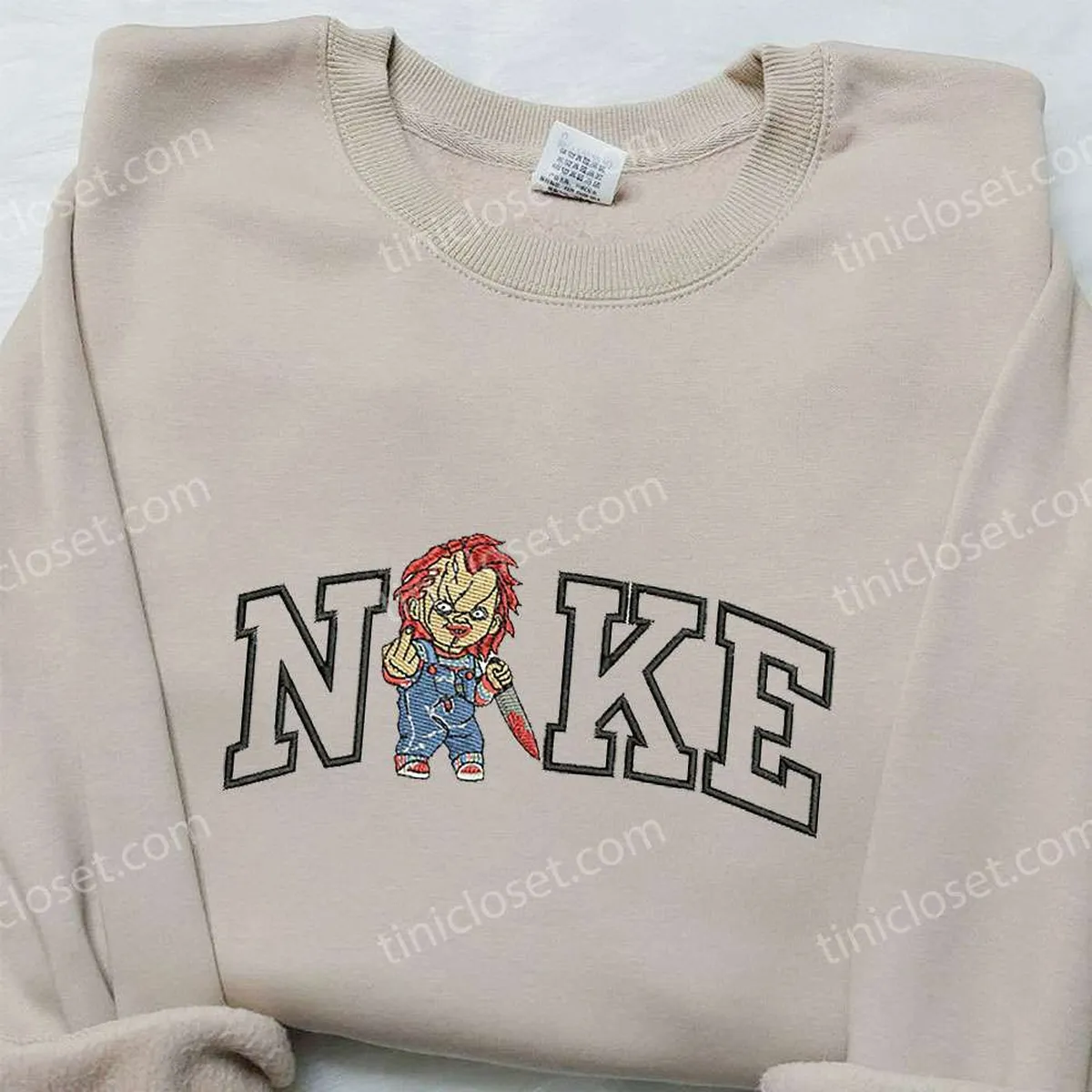 Chucky Fuck x Nike Embroidered Shirt, Child? Play Embroidered Shirt, Custom Nike Embroidered Shirt