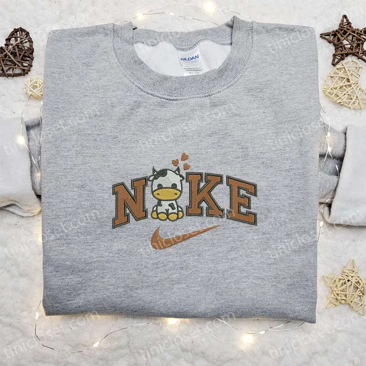 Cow Love x Swoosh Embroidered Hoodie, Cool Anime Clothing, Best Valentine Gift Ideas