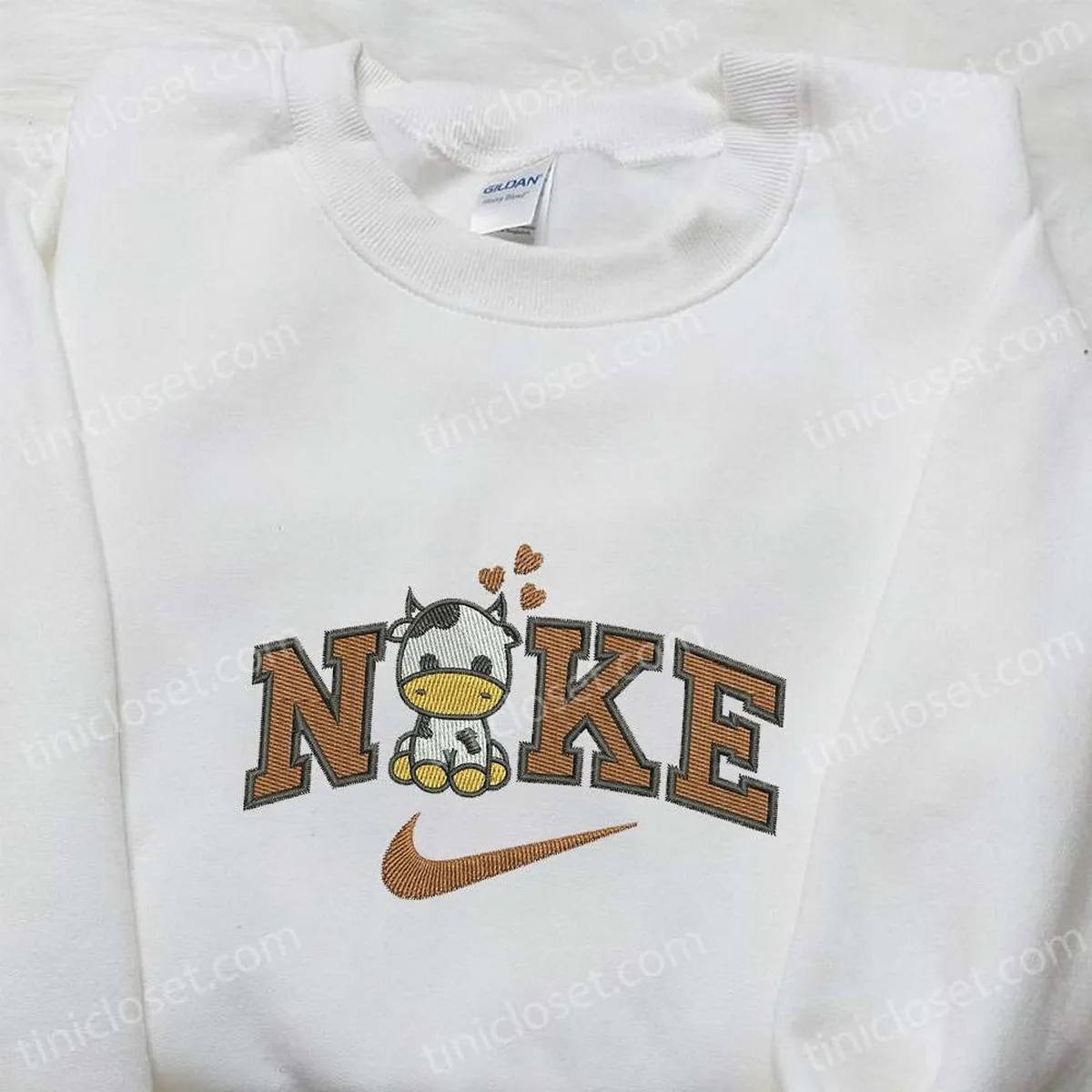 Cow Love x Swoosh Embroidered Hoodie, Cool Anime Clothing, Best Valentine Gift Ideas