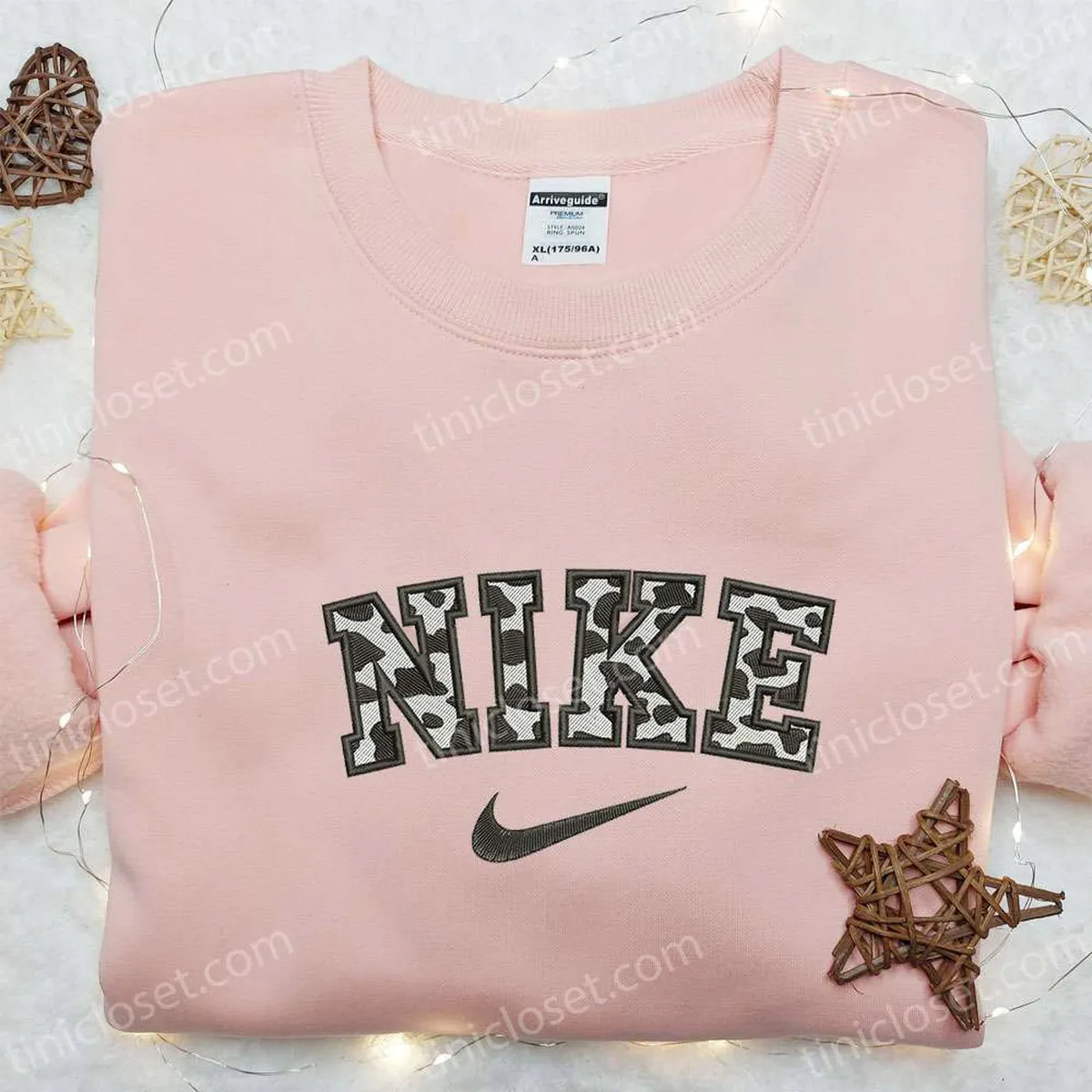 Cow Motifs x Nike Embroidered Hoodie, Nike Inspired Embroidered Shirt, Best Gifts for Family