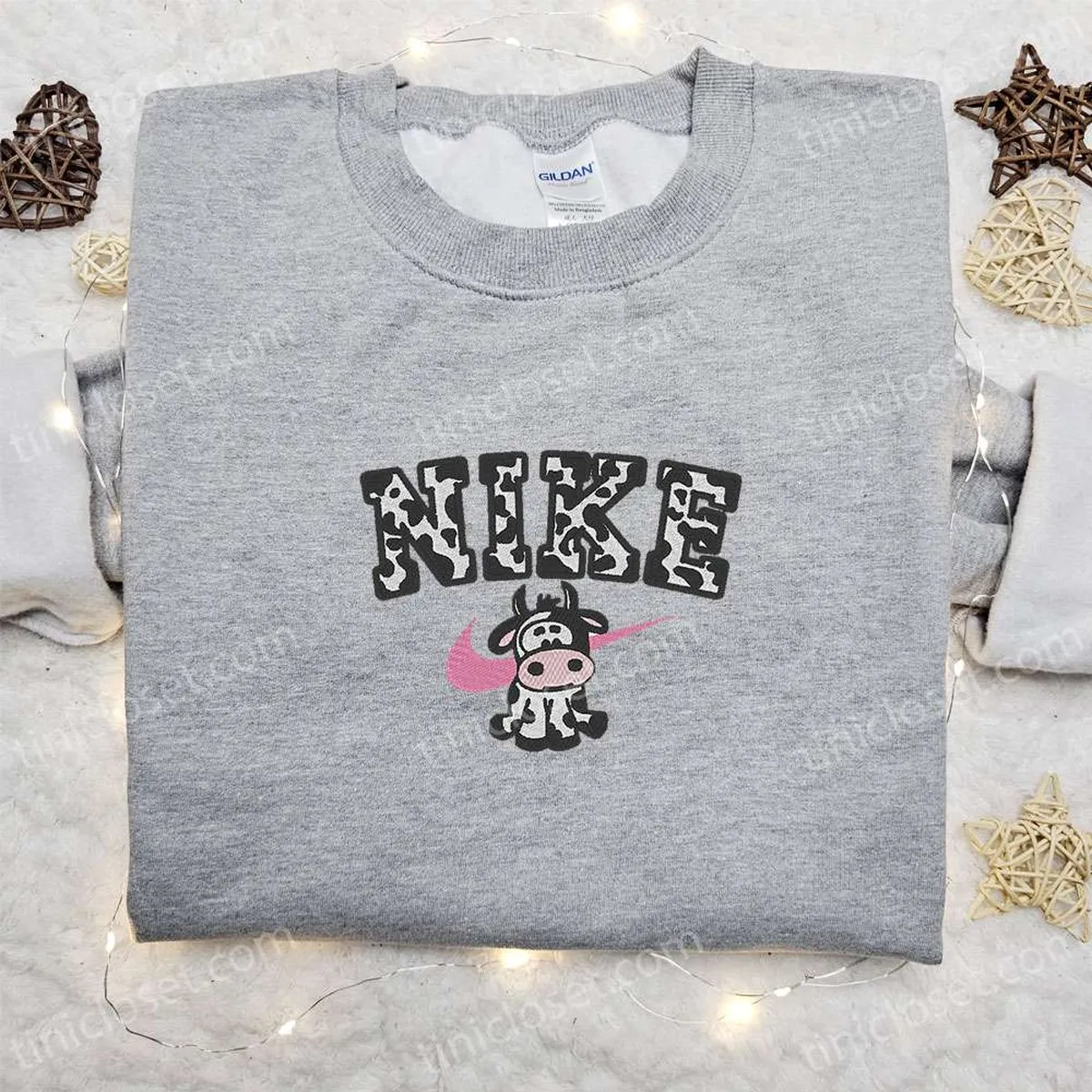 Cow x Nike Embroidered Hoodie, Nike Inspired Embroidered Shirt, Best Birthday Gift Ideas