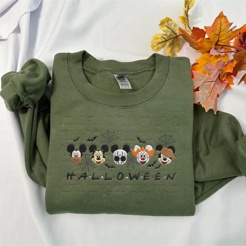 Disney Characters Cartoon Halloween Embroidered Sweatshirt Fashion Style