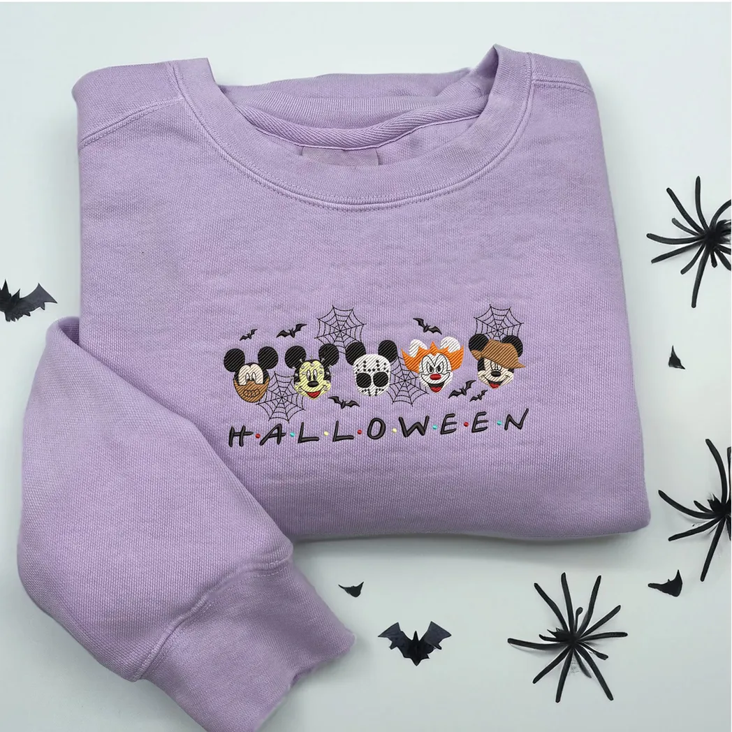Disney Characters Cartoon Halloween Embroidered Sweatshirt Fashion Style
