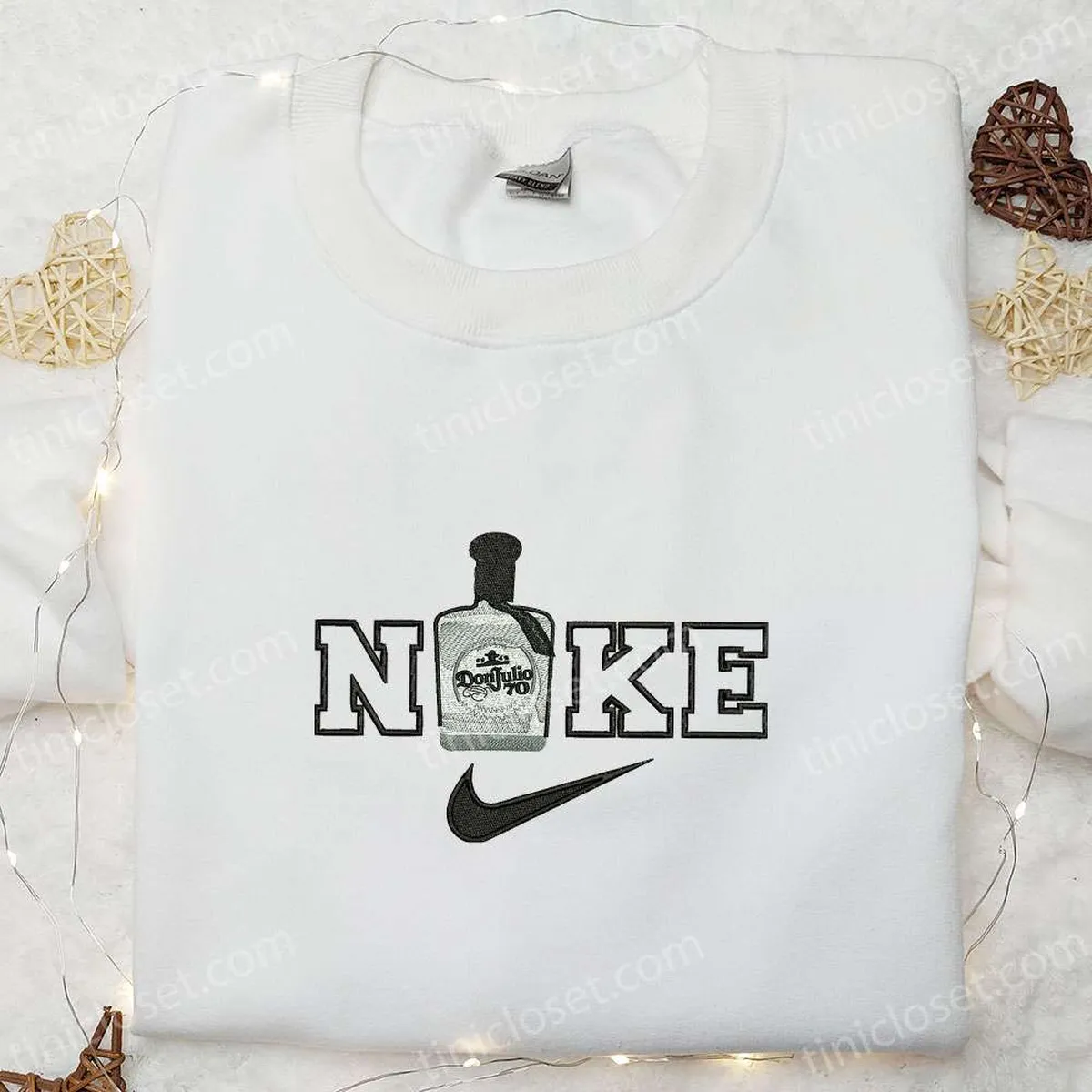 Don Julio Wine Bottle x Nike Embroidered Shirt, Favorite Food And Drink Embroidered Hoodie, Best Gifts For Family