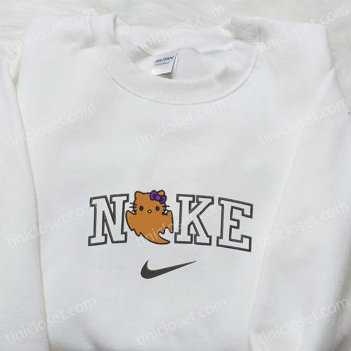 Hello Kitty Boo Ghost x Nike Embroidered Sweatshirt, Nike Inspired Embroidered Shirt, The Best Halloween Gift