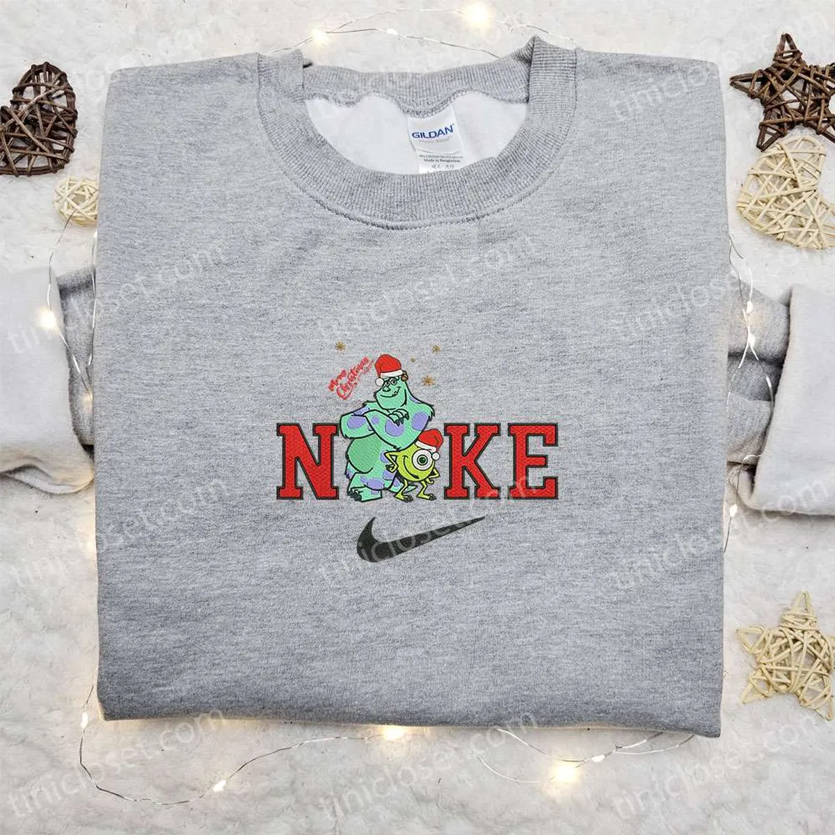James P. Sullivan and Mike Wazowski x Nike Christmas Embroidered Sweatshirt, Disney Characters Merry Christmas Embroidered Shirt, Best Christmas Day Gift Ideas