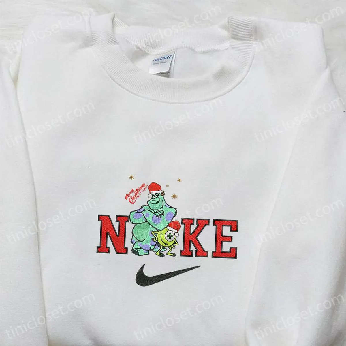 James P. Sullivan and Mike Wazowski x Nike Christmas Embroidered Sweatshirt, Disney Characters Merry Christmas Embroidered Shirt, Best Christmas Day Gift Ideas