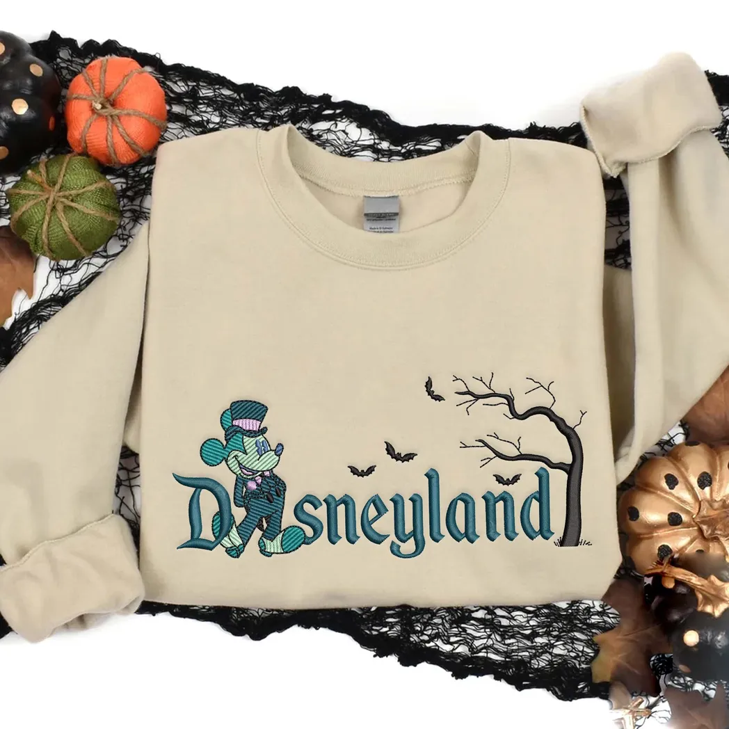 Mickey Mouse Cartoon Halloween Embroidered Sweatshirt Fashion Style