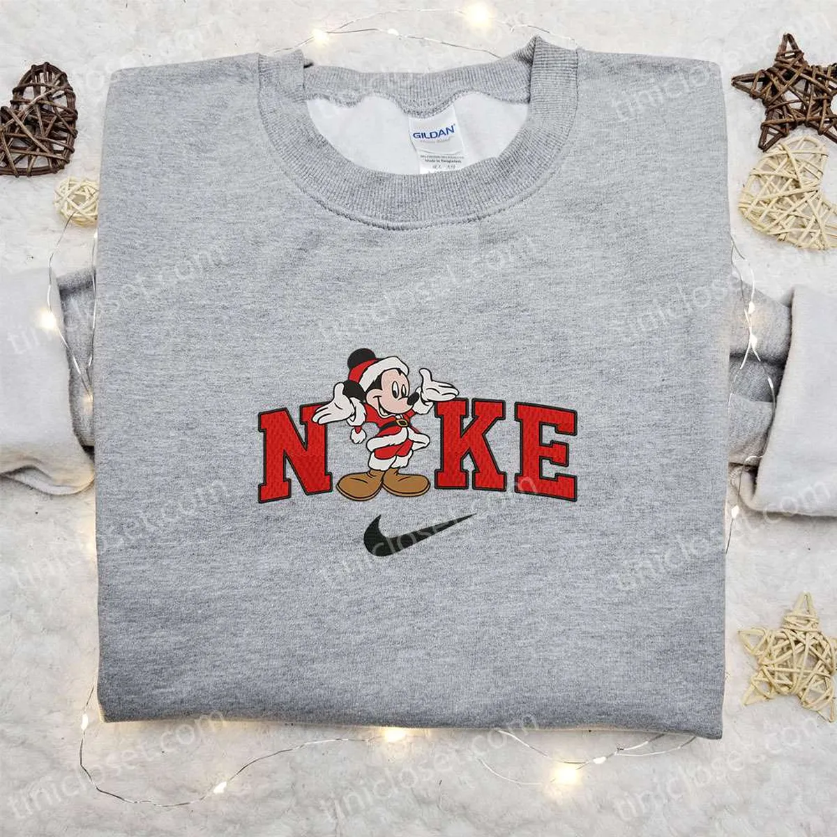 Mickey Santa Claus Disney x Nike Christmas Embroidered Sweatshirt, Disney Characters Movie Merry Christmas Embroidered Shirt, Best Christmas Day Gift Ideas