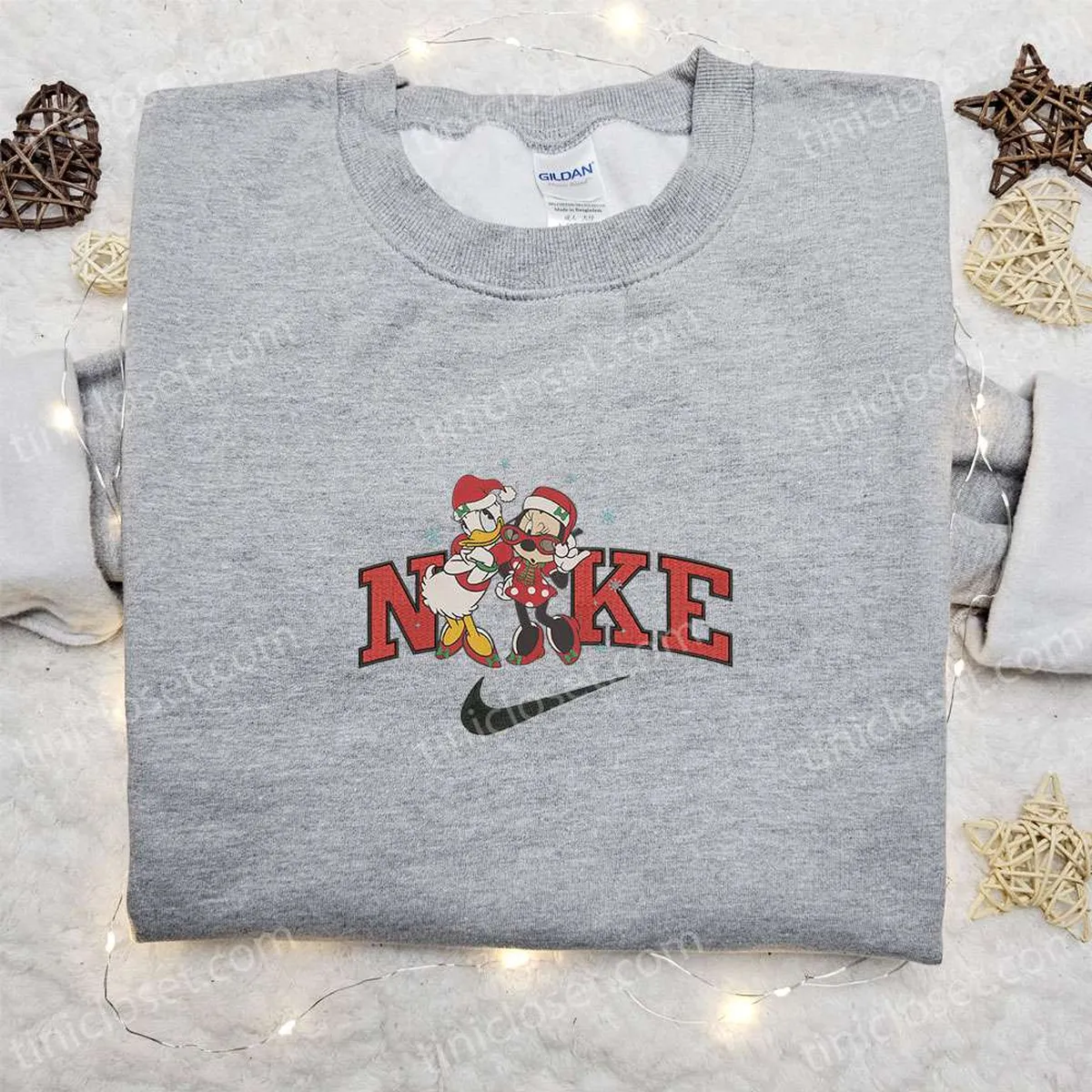 Minnie and Daisy Xmas Hat x Nike Christmas Embroidered Sweatshirt, Disney Characters Movie Merry Christmas Embroidered Shirt, Best Christmas Day Gift Ideas