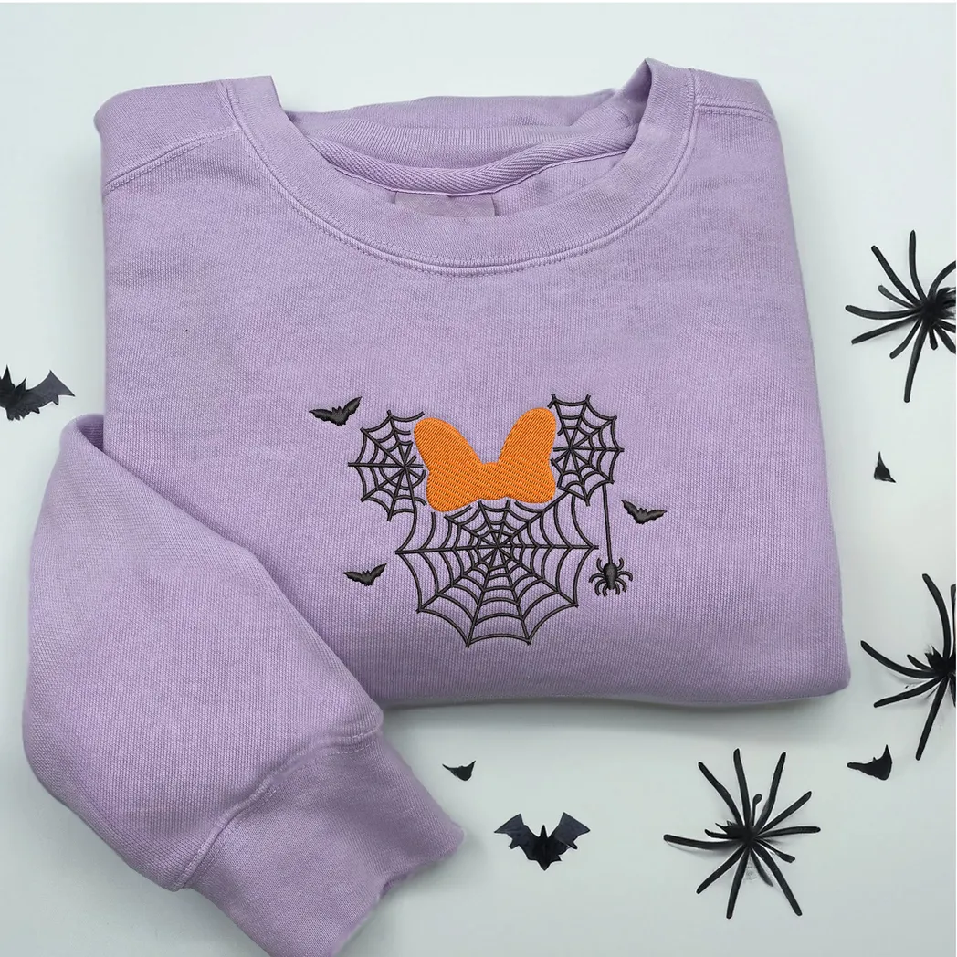 Mousse Spiderweb Halloween Embroidered Sweatshirt Fashion Style
