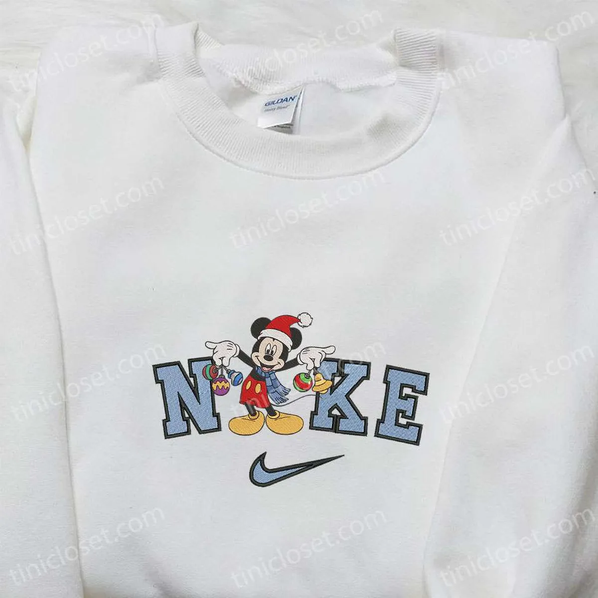 Nike Christmas x Mickey Ornaments Cartoon Embroidered Sweatshirt, Disney Characters Movie Merry Christmas Embroidered Shirt, Best Christmas Day Gift Ideas