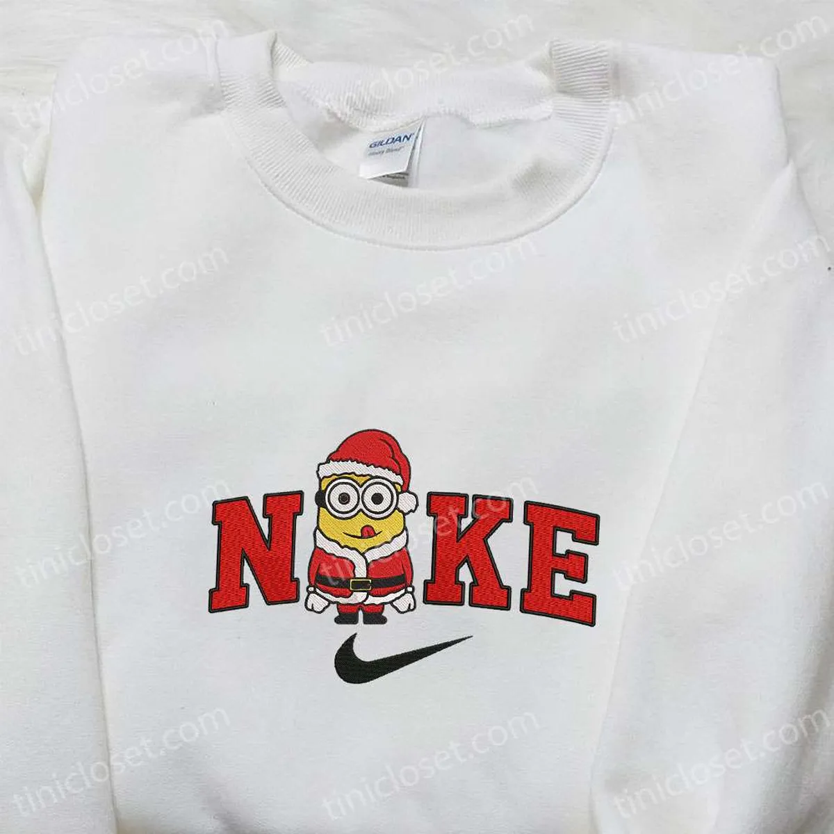 Nike Christmas x Minion Santa Claus Cartoon Embroidered Sweatshirt, Disney Characters Movie Merry Christmas Embroidered Shirt, Best Christmas Day Gift Ideas