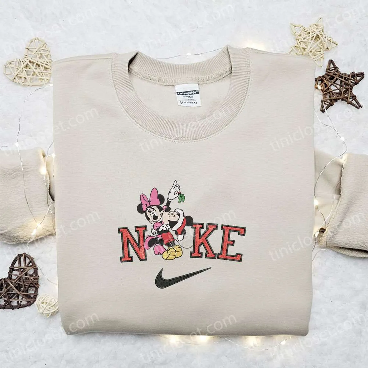 Nike Christmas x Minnie and Mickey Cartoon Embroidered Sweatshirt, Disney Characters Movie Merry Christmas Embroidered Shirt, Best Christmas Day Gift Ideas