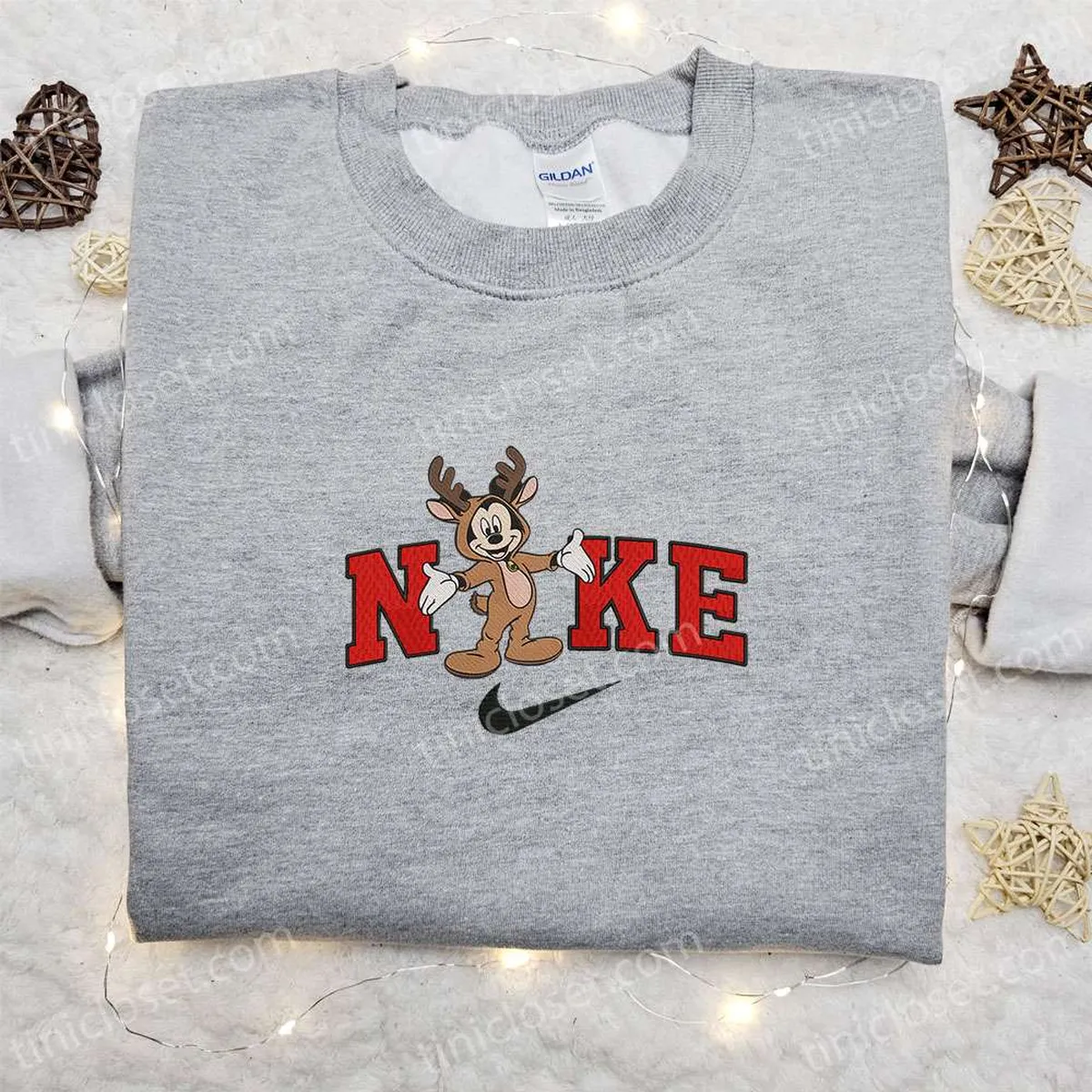 Nike Christmas x Retro Mickey Reindeer Cartoon Embroidered Sweatshirt, Disney Characters Movie Merry Christmas Embroidered Shirt, Best Christmas Day Gift Ideas