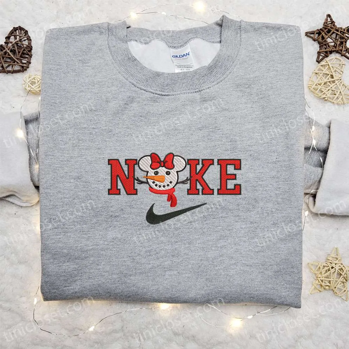 Nike Christmas x Snowman Mickey Cartoon Embroidered Sweatshirt, Disney Characters Movie Merry Christmas Embroidered Shirt, Best Christmas Day Gift Ideas