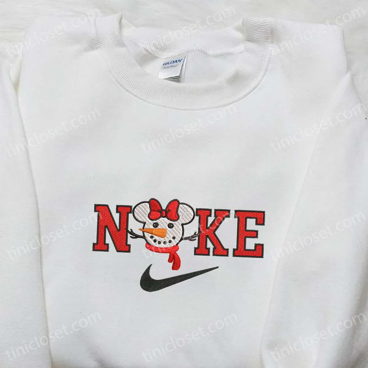Nike Christmas x Snowman Mickey Cartoon Embroidered Sweatshirt, Disney Characters Movie Merry Christmas Embroidered Shirt, Best Christmas Day Gift Ideas