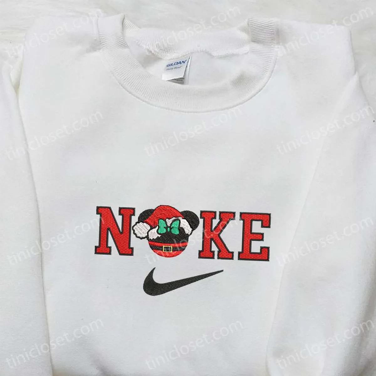 Nike Christmas x Vintage Santa Mickey Mouse Cartoon Embroidered Sweatshirt, Disney Characters Movie Merry Christmas Embroidered Shirt, Best Christmas Day Gift Ideas