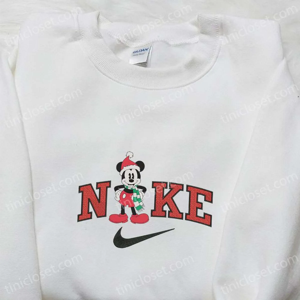 Retro Mickey Xmas Hat x Nike Christmas Embroidered Sweatshirt, Disney Characters Movie Merry Christmas Embroidered Shirt, Best Christmas Day Gift Ideas