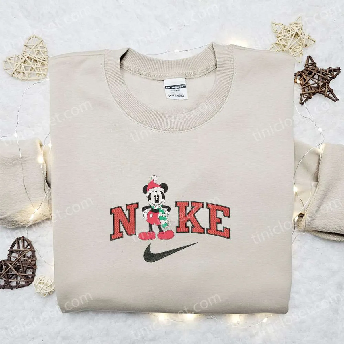 Retro Mickey Xmas Hat x Nike Christmas Embroidered Sweatshirt, Disney Characters Movie Merry Christmas Embroidered Shirt, Best Christmas Day Gift Ideas
