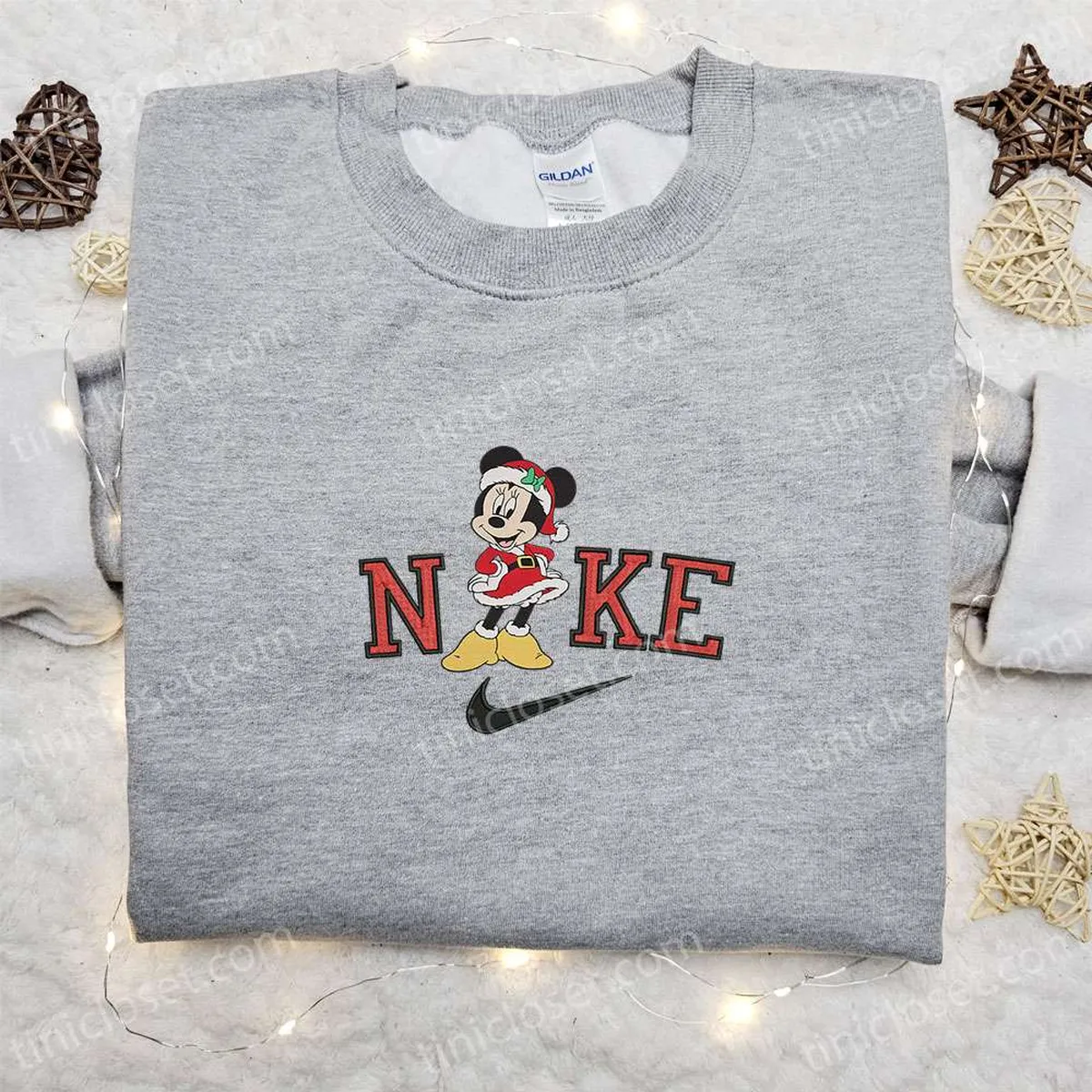 Santa Minnie Mouse Magic Castle x Nike Christmas Embroidered Sweatshirt, Disney Characters Movie Merry Christmas Embroidered Shirt, Best Christmas Day Gift Ideas
