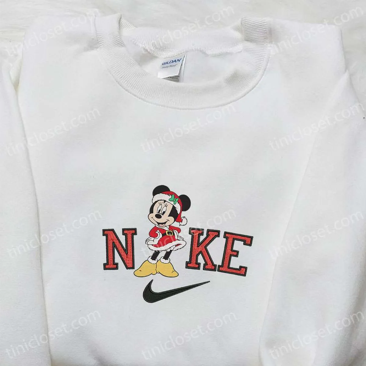 Santa Minnie Mouse Magic Castle x Nike Christmas Embroidered Sweatshirt, Disney Characters Movie Merry Christmas Embroidered Shirt, Best Christmas Day Gift Ideas