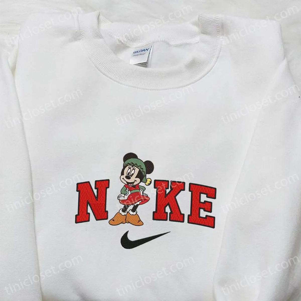Vintage Lady Minnie Mouse x Nike Christmas Embroidered Sweatshirt, Disney Characters Movie Merry Christmas Embroidered Shirt, Best Christmas Day Gift Ideas