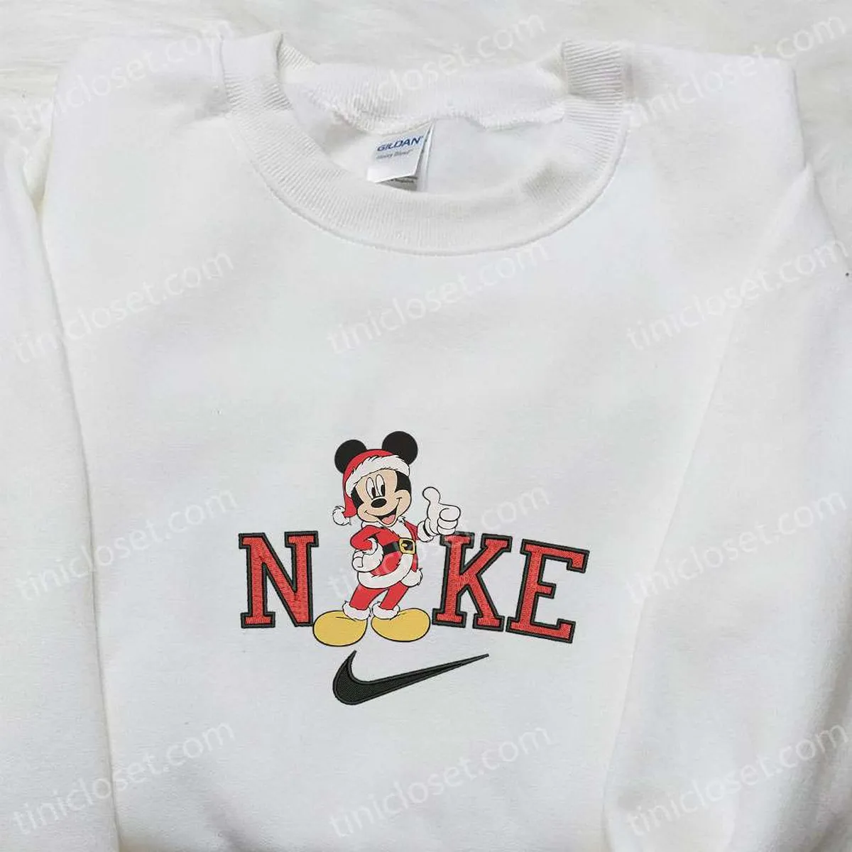 Vintage Santa Mickey Like x Nike Christmas Embroidered Sweatshirt, Disney Characters Movie Merry Christmas Embroidered Shirt, Best Christmas Day Gift Ideas