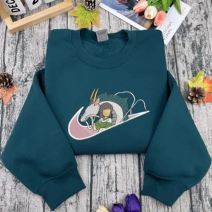 Ogino Chihiro Embroidered Sweatshirt, Spirited Away Sweatshirt/ Hoodie, Anime Embroidery, Ghibli Studio Embroidered Hoodie For Couples