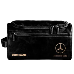 Mercedes Benz Leather Toiletry Bag, All Over Print Leather Toiletry Bag - Black CAR44005072503