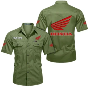 Honda Motorcycle Short Sleeved Shirt, All Over Print Button Shirt CAR444052625778 - Fruit Green