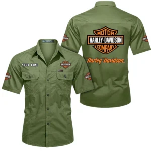 Harley Davidson Short Sleeved Shirt, All Over Print Button Shirt CAR444052625780 - Fruit Green