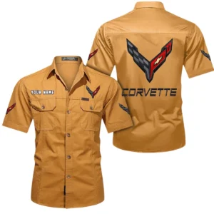 Chevrolet Corvette Short Sleeved Shirt, All Over Print Button Shirt CAR444052625785 - Turmeric