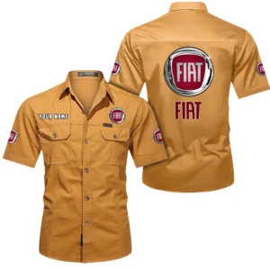 Fiat Short Sleeved Shirt, All Over Print Button Shirt CAR444052625786 - Turmeric