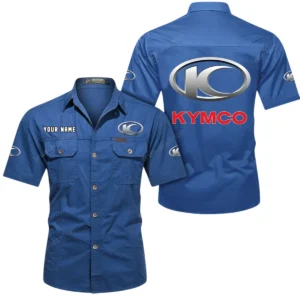 Kymco Motorcycles Short Sleeved Shirt, All Over Print Button Shirt CAR444052625787 - Cowboy Blue