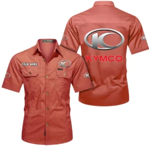 Kymco Motorcycles Short Sleeved Shirt, All Over Print Button Shirt CAR444052625787 - Red