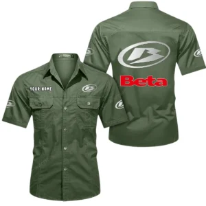 Beta Motorcycles Short Sleeved Shirt, All Over Print Button Shirt CAR444052625791 - Army Green