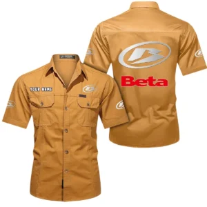 Beta Motorcycles Short Sleeved Shirt, All Over Print Button Shirt CAR444052625791 - Turmeric