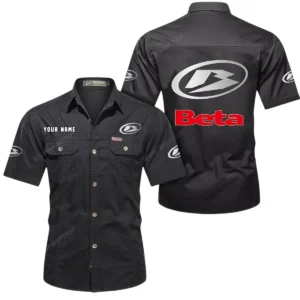 Beta Motorcycles Short Sleeved Shirt, All Over Print Button Shirt CAR444052625791 - Black